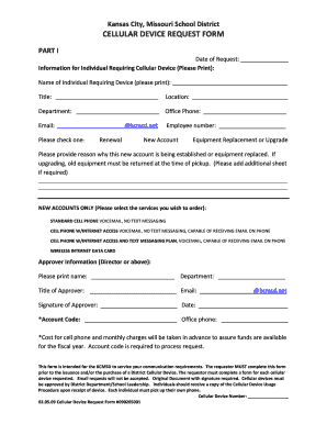 Kansas City Missouri School District Cellular Device Request Form