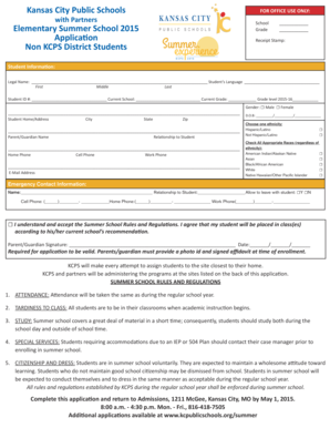 Kansas City Public Schools Summer School Application