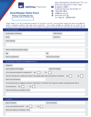 AXA Singapore Claim Form