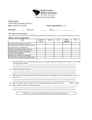 CME Activity Evaluation Form