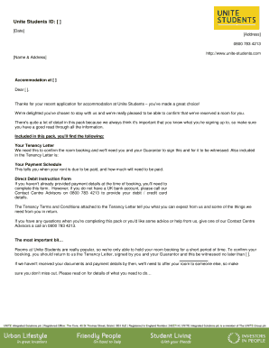 Unite Students Tenancy Letter