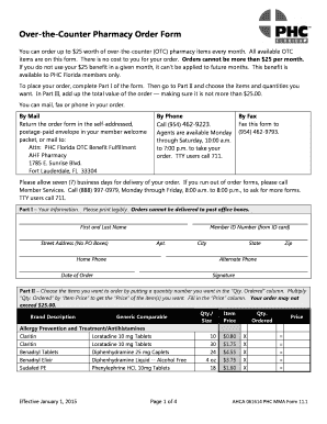 Over-the-Counter Pharmacy Order Form
