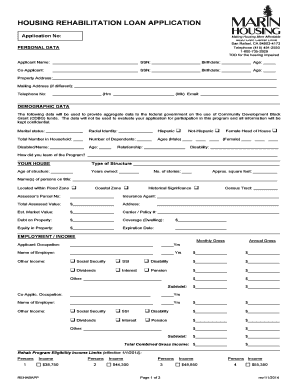 Housing Rehabilitation Loan Application