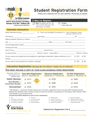 NAGC Convention Student Registration Form
