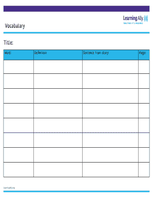 Vocabulary Learning Worksheet