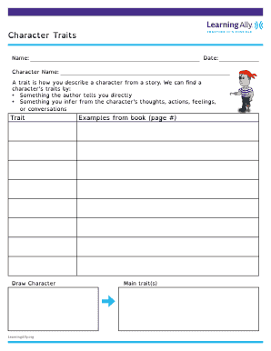 Character Traits Worksheet