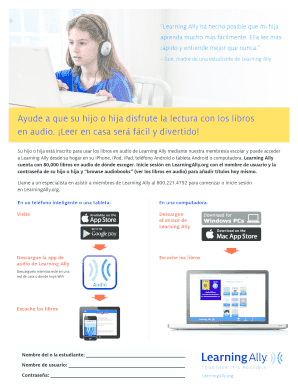 Formulario de acceso a libros en audio de Learning Ally