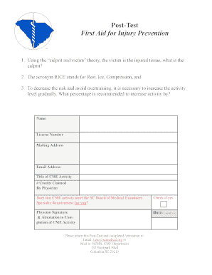 First Aid for Injury Prevention Post-Test