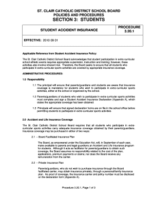 Student Accident Insurance Declaration