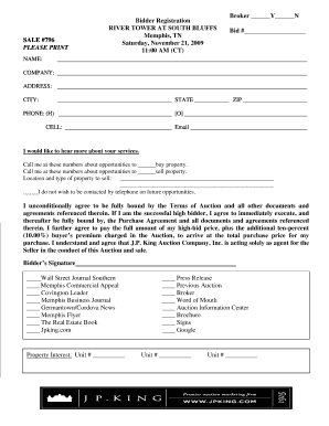 Real Estate Auction Bidder Registration Form