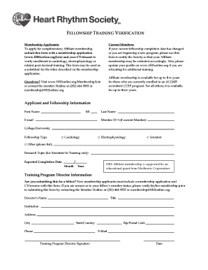 Fellowship Training Verification Form