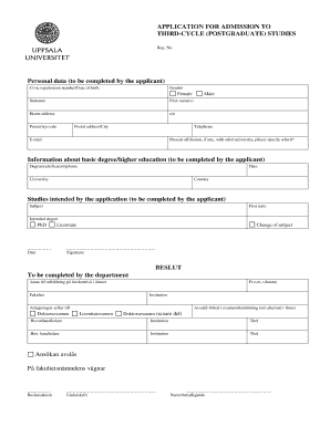 Application for Admission to Postgraduate Studies