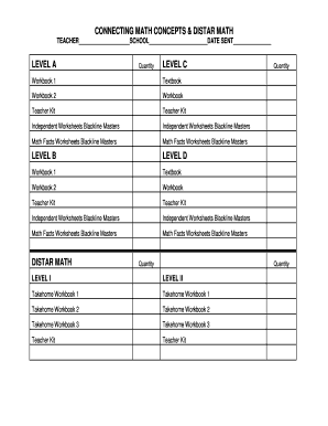 Connecting Math Concepts and Distar Math Teacher Order Form