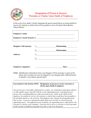 Designation of Beneficiary for Employee Wages