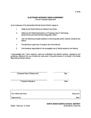 Santa Maria-Bonita School District Employee Network Agreement