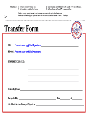 Warehouse Transfer Form