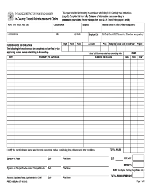 In-County Travel Reimbursement Claim