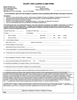 Injury and Illness Claim Form