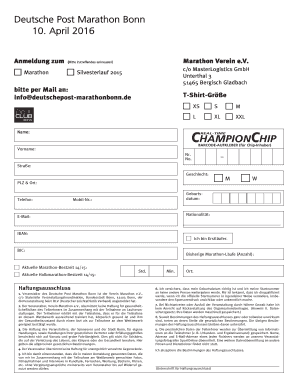 Anmeldung zum Deutsche Post Marathon Bonn