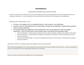Mathematics Foundational Component Justification Form