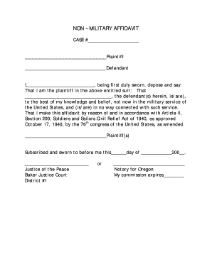 Non-Military Affidavit