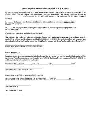 Private Employer Affidavit