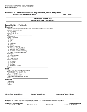 Pediatric Bronchiolitis Provider Orders