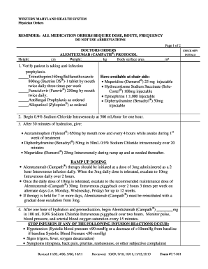 Alemtuzumab Campath Protocol Physician Orders