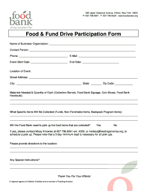 Food & Fund Drive Participation Form