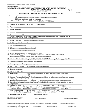 Physician Orders Form