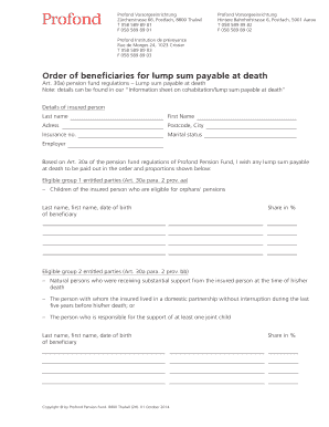 Pension Fund Beneficiary Designation Form
