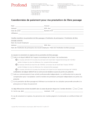 Formulaire de retrait de la prévoyance
