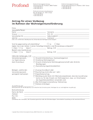 Antrag für einen Vorbezug
