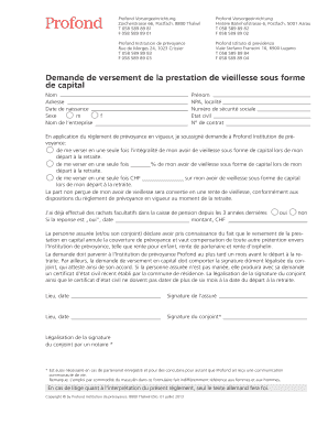 Demande de versement de la prestation de vieillesse sous forme de capital