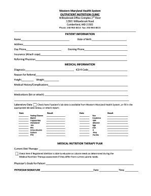Outpatient Nutrition Clinic Form