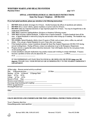 SPINAL ANESTHESIASURGICAL DISCHARGE INSTRUCTIONS