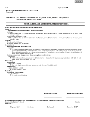 Post Alteplase Administration Protocol