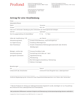 Antrag für eine Verpfändung