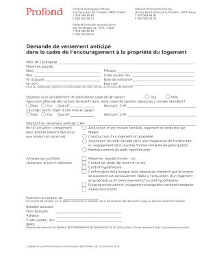 Demande de versement anticipé dans le cadre de l‘encouragement à la propriété du logement
