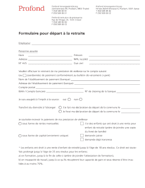 Formulaire pour départ à la retraite