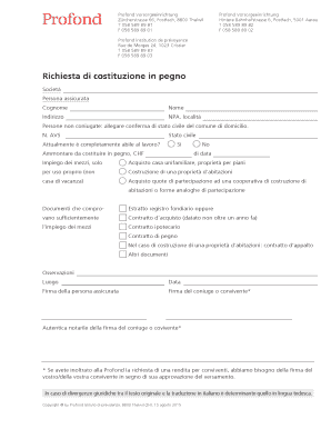 Richiesta di costituzione in pegno