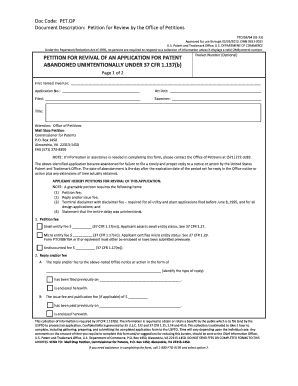 Petition for Revival of Abandoned Patent Application