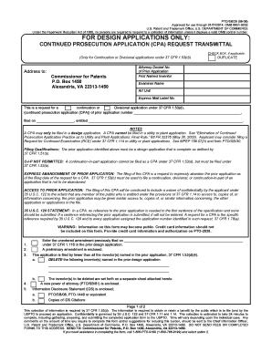 USPTO Continued Prosecution Application Request Transmittal