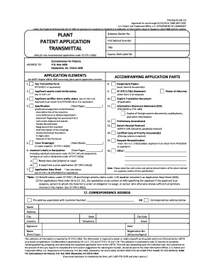USPTO Plant Patent Application Form