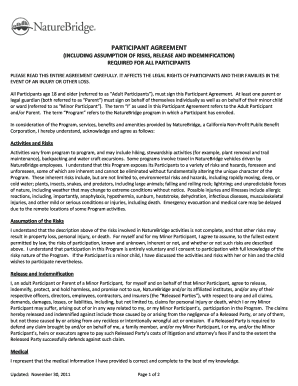 NatureBridge Participant Agreement