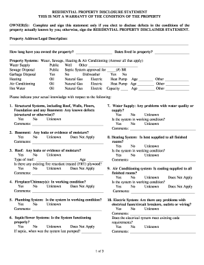 Virginia Residential Property Disclosure Statement