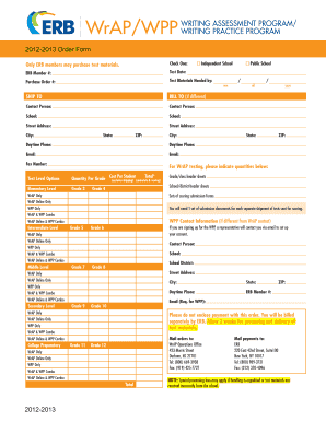 ERB WrAP/WPP Writing Assessment Order Form