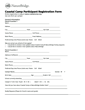 Coastal Camp Participant Registration Form