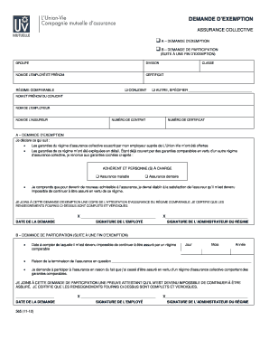 Demande d’exemption d’assurance collective