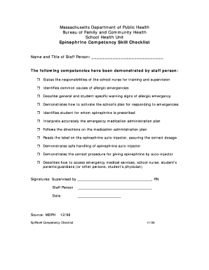 Epinephrine Competency Skill Checklist